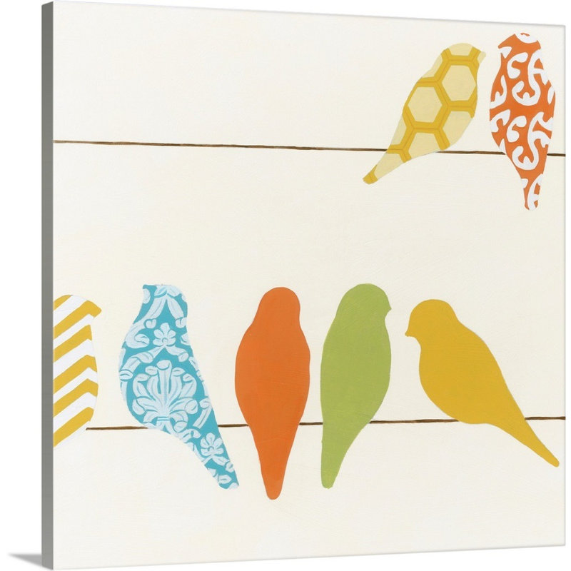 « patterned oiseaux ii » par the novogratz-painting on toile, Toile tendue, H 20 po x l 20 po x P 1,25 po