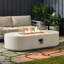Ensemble de 2 tables de foyer d'extérieur au propane 2 pièces avec pare-vent en verre, table basse ovale en béton 50 000 BTU, housse de pluie pour patio, cour, jardin, porche, terrasse