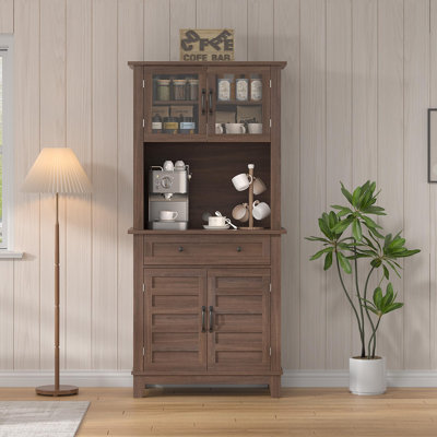 Armoire de cuisine de 72 po de hauteur avec portes et tiroir, huche de cuisine autoportante avec tablettes réglables