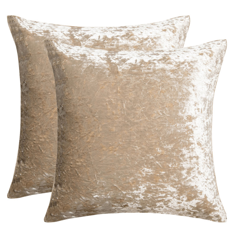  Velvet Pillow Cover, Beige, 20" H x 20" W