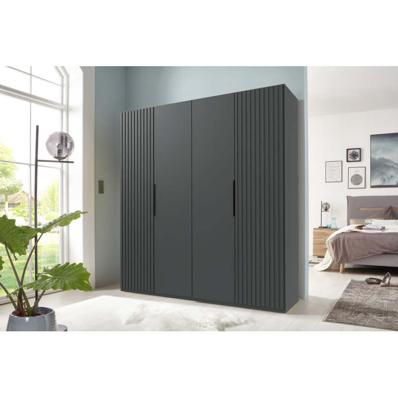 Anaka 4 Door Manufactured Wood Wardrobe, Graphite