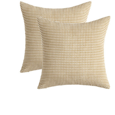 Ensemble de 2 housses de coussin en velours côtelé deux tons