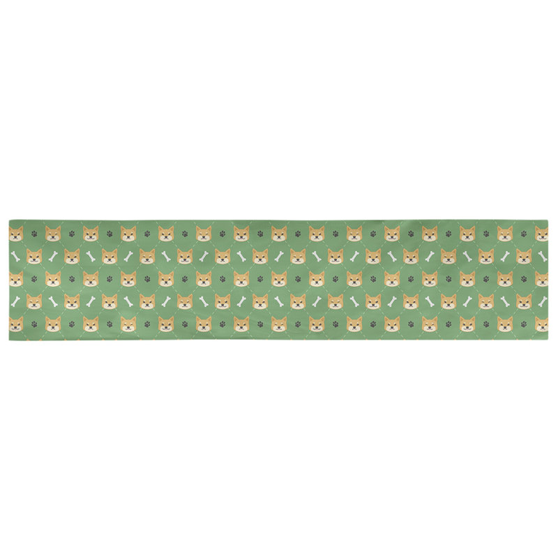 Chemin de table géométrique avicia, 73,5 po x 17,5 po, Vert, Polyester