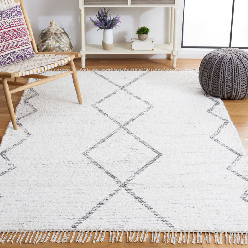 Anahy Hand Woven Cotton Geometric Rug, Rectangle 4' x 6'