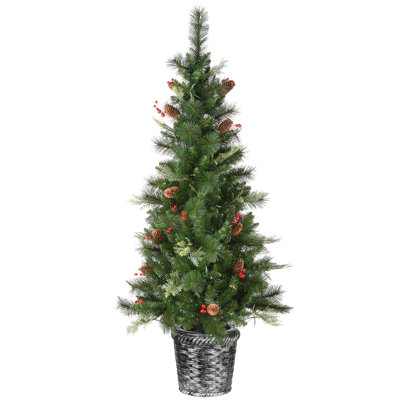 Arbre d'entrée en pin Buzzard de 5 pi avec lumières DEL The Holiday Aisle®