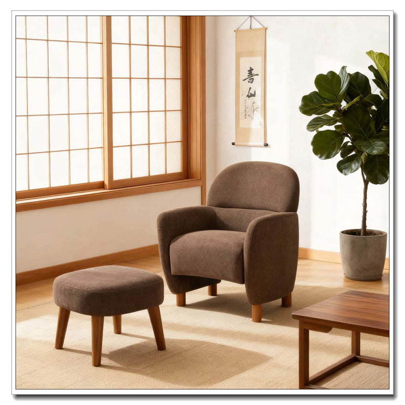 Chaise de loisir rembourrée avec repose-pieds, Brun