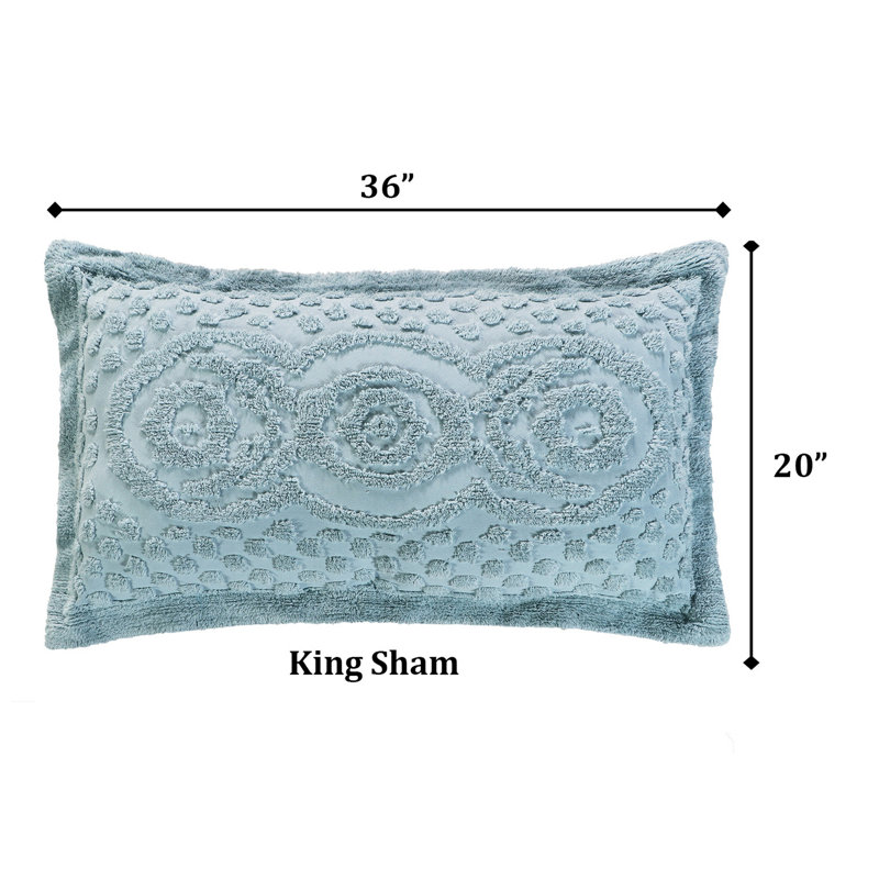 Blue Cotton Tufted Chenille King Sham
