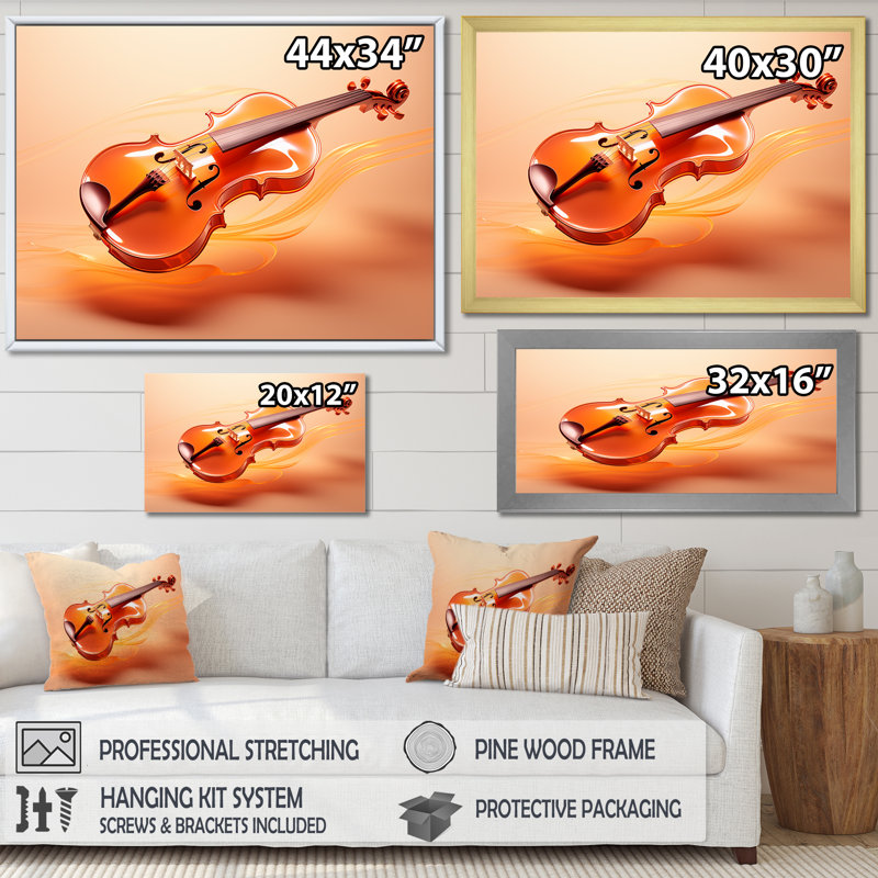 «Vibrant Violin Auburn Elegance IV», reproduction sur toile, H 30 po x l 40 po x P 1,5 po, Cadre simple noir