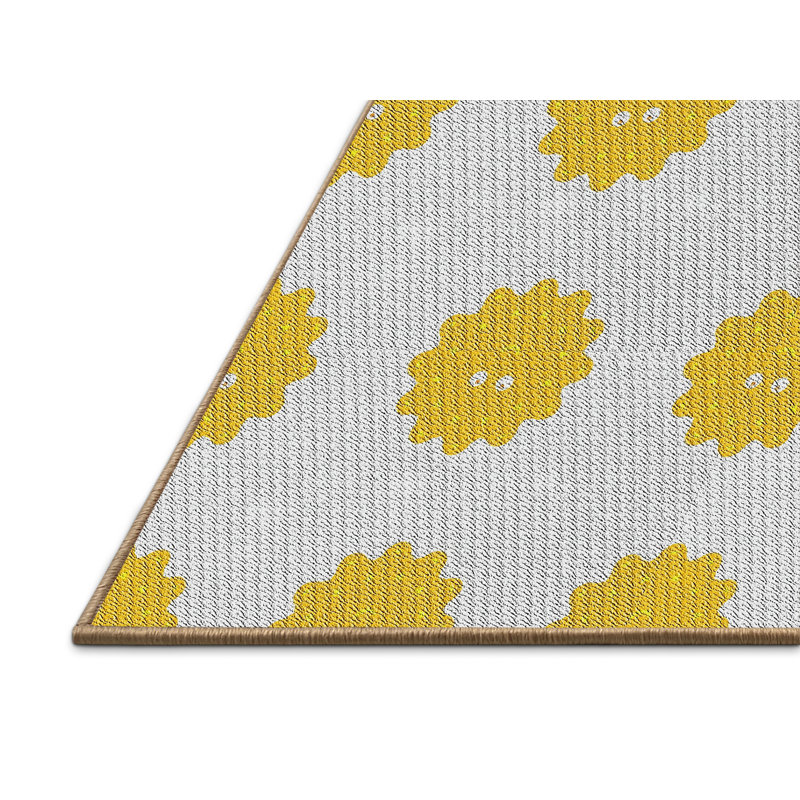 Tapis jaune à motif floral Daryl, Rectangle de 5 pi x 8 pi