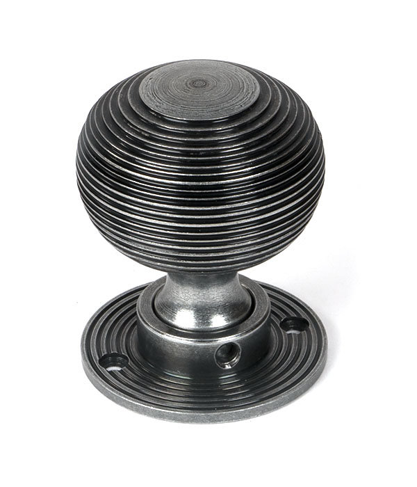 Beehive Interior Mortise Knob Set, Pewter Patina
