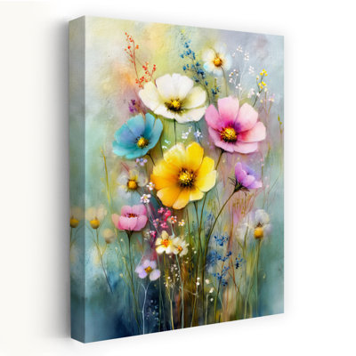 «Vibrant Watercolor Blooms Colorful Delicate Dreamy Nature Spring», impression murale