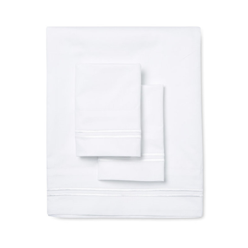 Benin 1000 thread count 55% cotton / 45% polyester sheet set, Ensemble de draps pour lit double avec un drap-hou, Blanc