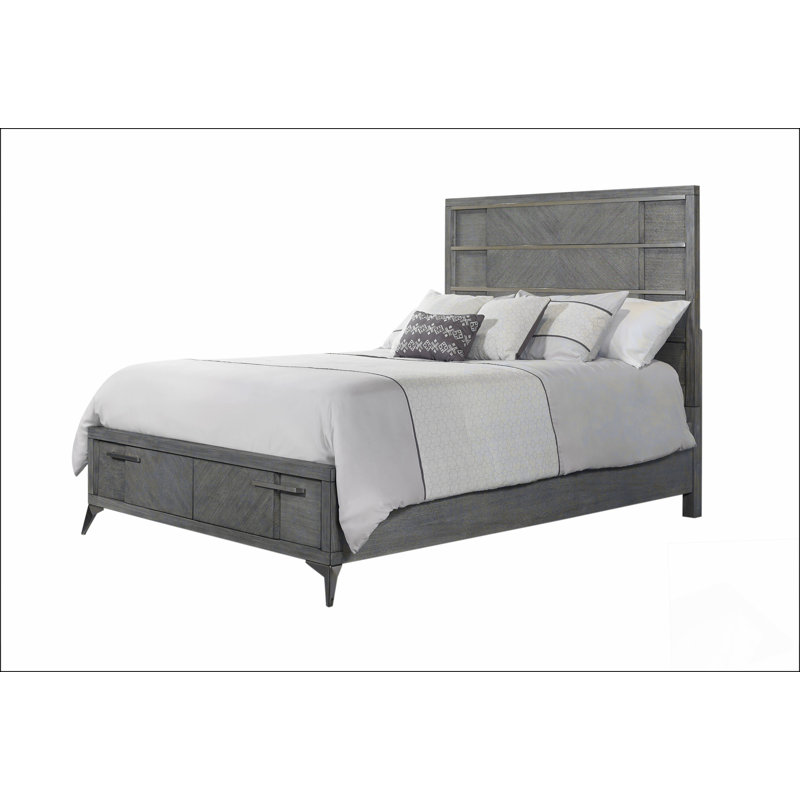Lit gris avec placage Bookmatched