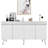 Modern Console Table, White & Silver, 100% Melamine Coated Particle Board, Thickness: 0.7 inches | Stylish Geometric Design, Perfect for Living Room & Entryway, Durable & Elegant-2122369752