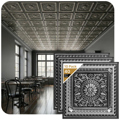 Marseille 24'' W Textured PVC Drop-In Ceiling Tile In Antique Gold