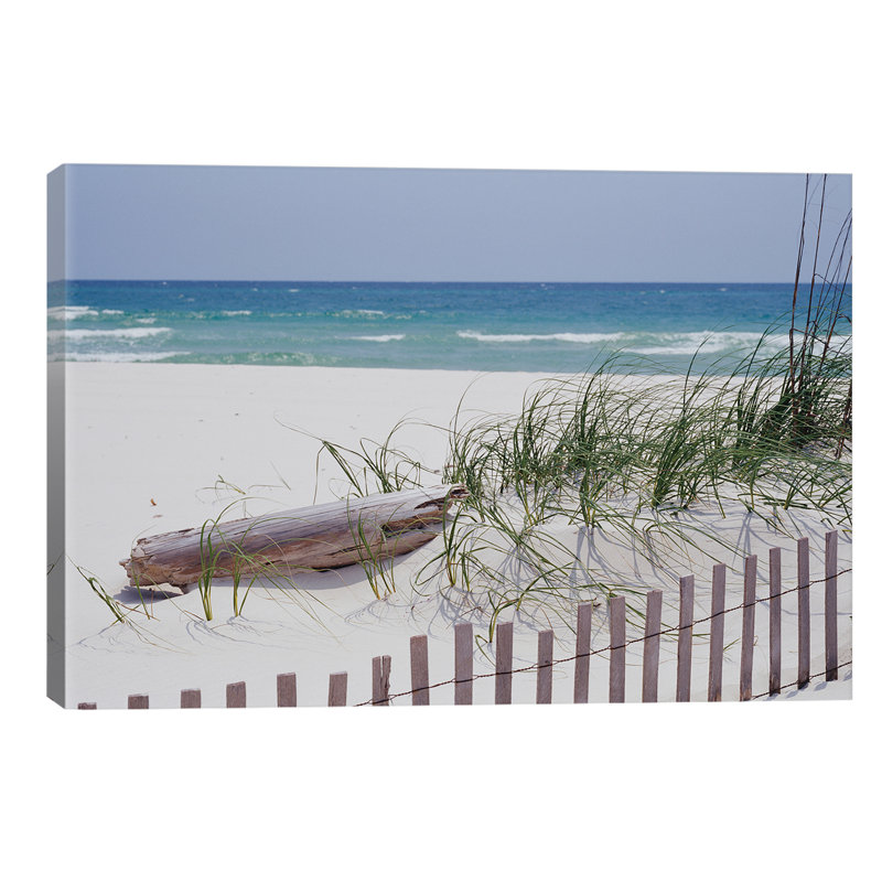 Fence On The Beach, Alabama, Gulf Of Mexico, USA - Wrapped Canvas Print, 66.04 cm H x 45.72 cm W x 1.91 cm D