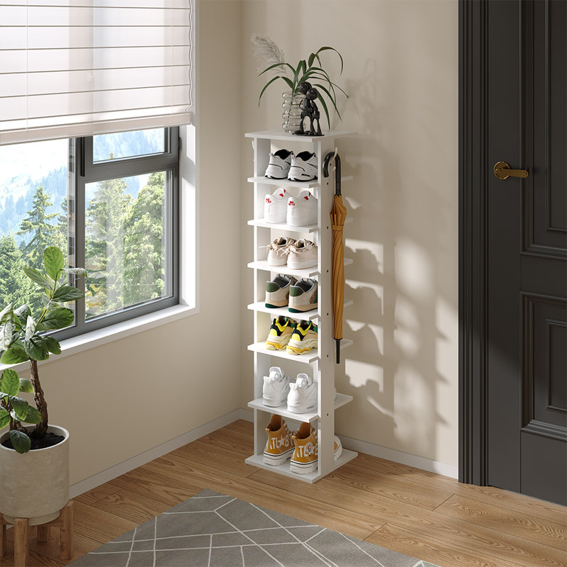8 Tier Vintage Breeze Vertical Shoe Rack, White