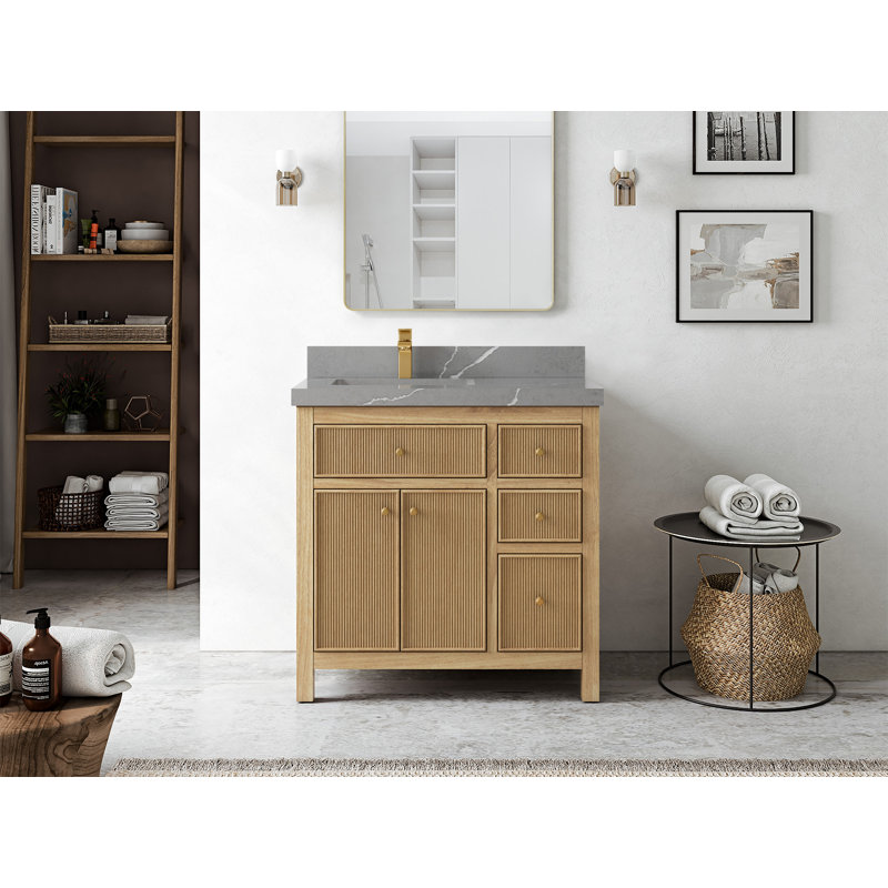 Ensemble de meuble-lavabo simple 36 po Sonoma, Gris Piatra