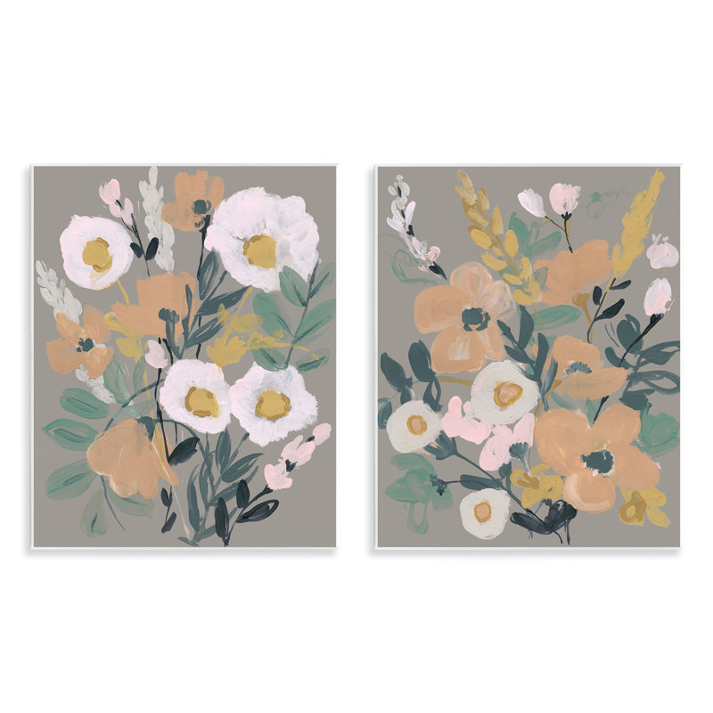«Cheery Floral Bouquet», ensemble de 2 plaques murales par Jennifer Goldberger