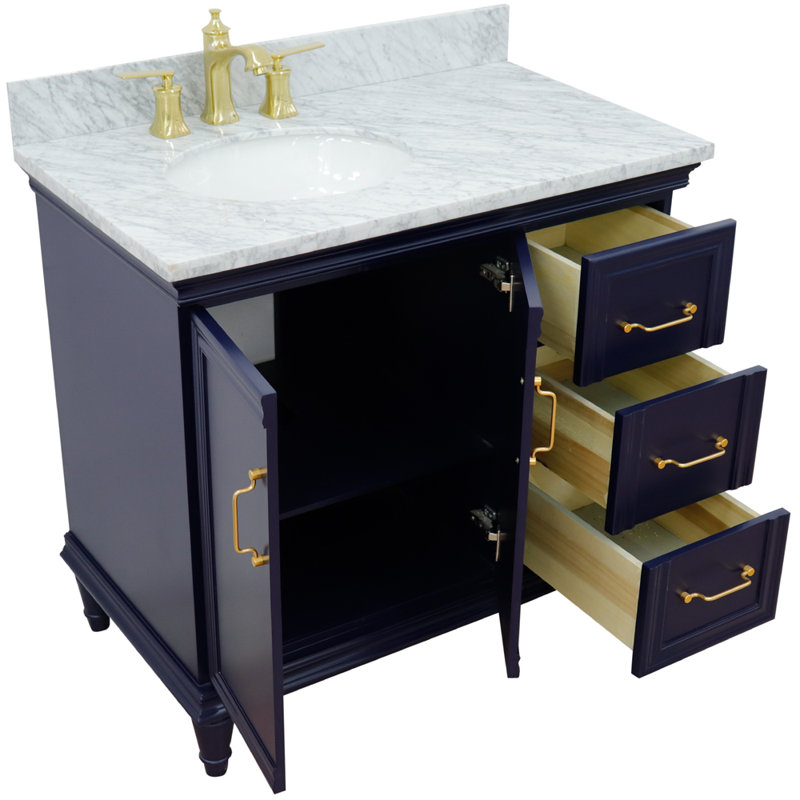 Ensemble de meuble-lavabo simple 37 po Linslade, Bleu