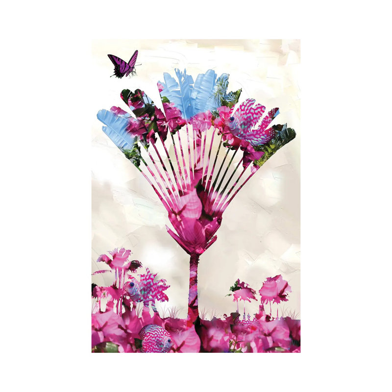 Pink In Palm by David Loblaw - Wrapped Canvas Painting, 30.48 cm H x 45.72 cm W