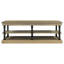 Table basse en bois 55,1 "avec pieds noirs, 2 tablettes de rangement ouvertes, table de salon moderne, brun-123886512