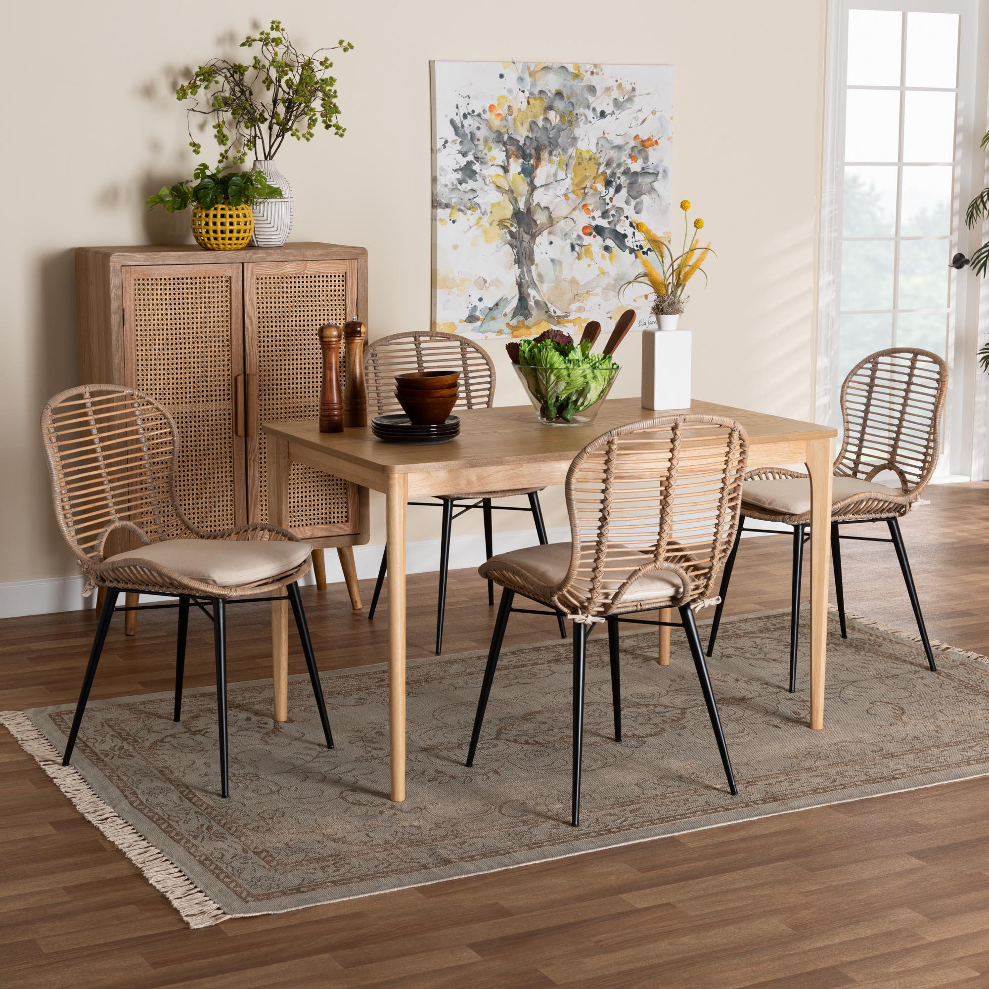 Ratten Rug Kitchen Wholesale Interiors Hillenbrand 4 - Person Rattan Dining Set | Wayfair