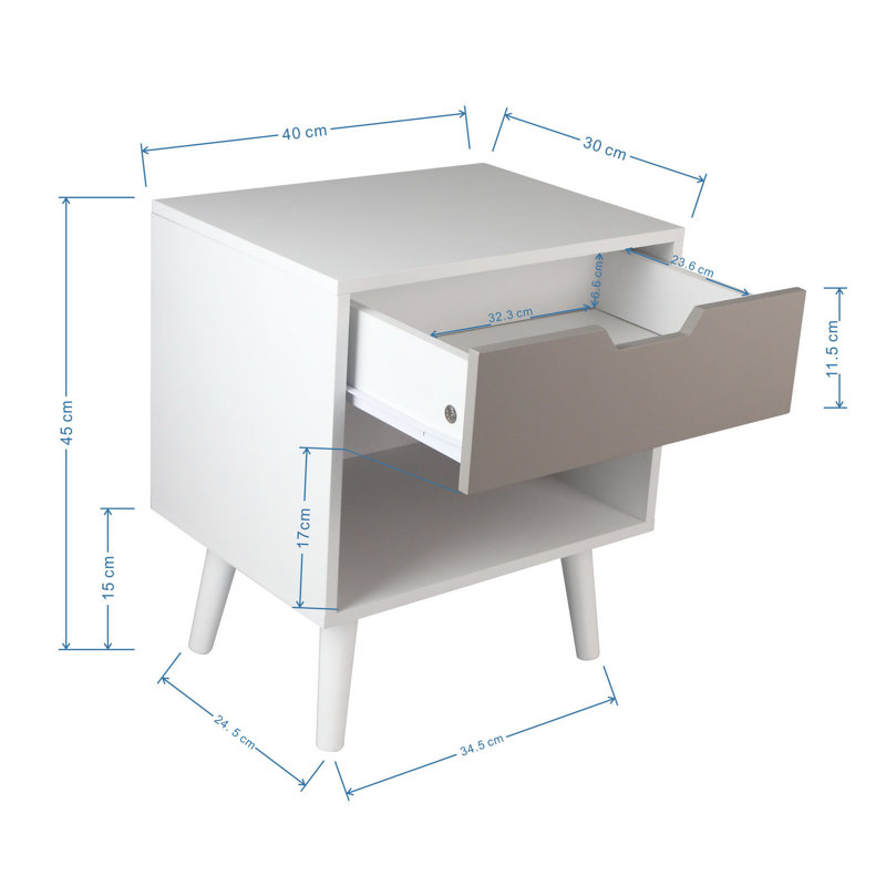 Kirts 40cm W Bedside Table