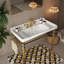 Console de lavabo mural en céramique dorée et blanche de 91 cm (36 po) avec pattes de support en acier inoxydable et porte-serviettes-134796038