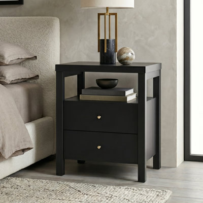 Absecon Modern 23“H 2 Drawer Nightstand With Open Shelf