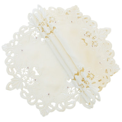San Marcos Polyester Floral Square Doily