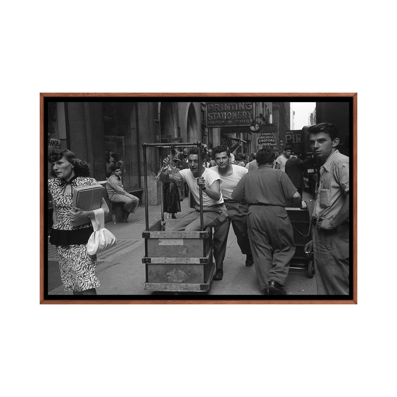 Charles James Story Men Pushing Carts (NYC, 1949) by Ruth Orkin - Print on Canvas, 66.04 cm H x 45.72 cm W