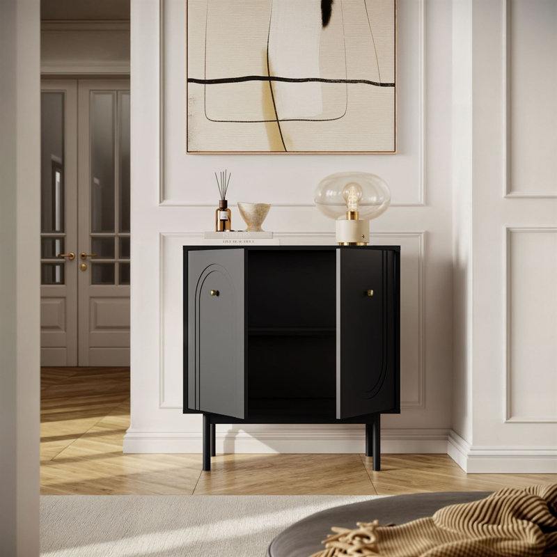 Highboard LIBERTY 2D with gold handles, Black