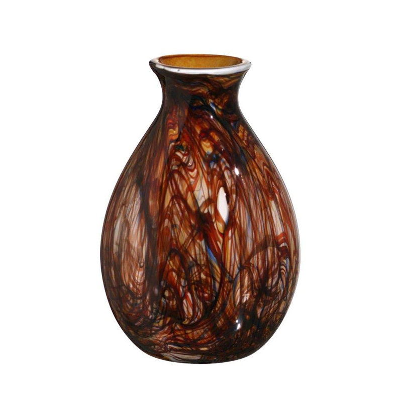 Vase de table en verre brun 14 po