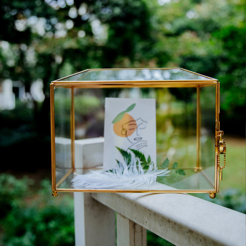 Ieremia Glass Card Box or Gift Display Box with Heart Lock