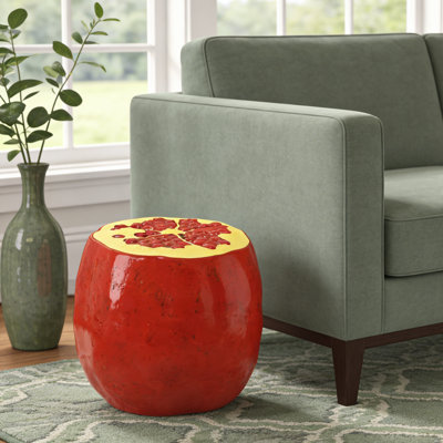 15.1" Pomegranate Resin Garden Stool and Side Table