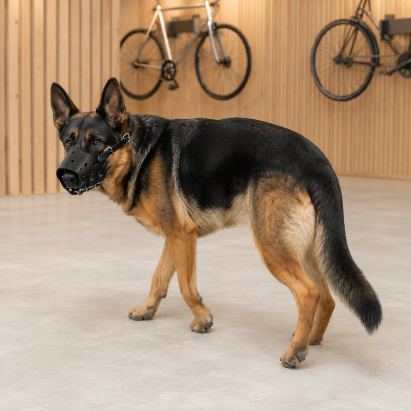 Muselière d'aération réglable pour chien avec protège-nez ouvert et sangle sécurisée, 8,7 po x 10,6 po, Noir