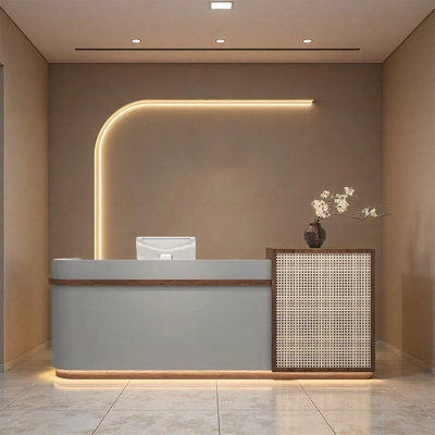 Modern Retro Reception Desk for Commercial Office, Front Desk, Customer Service Counter, and Reception Area