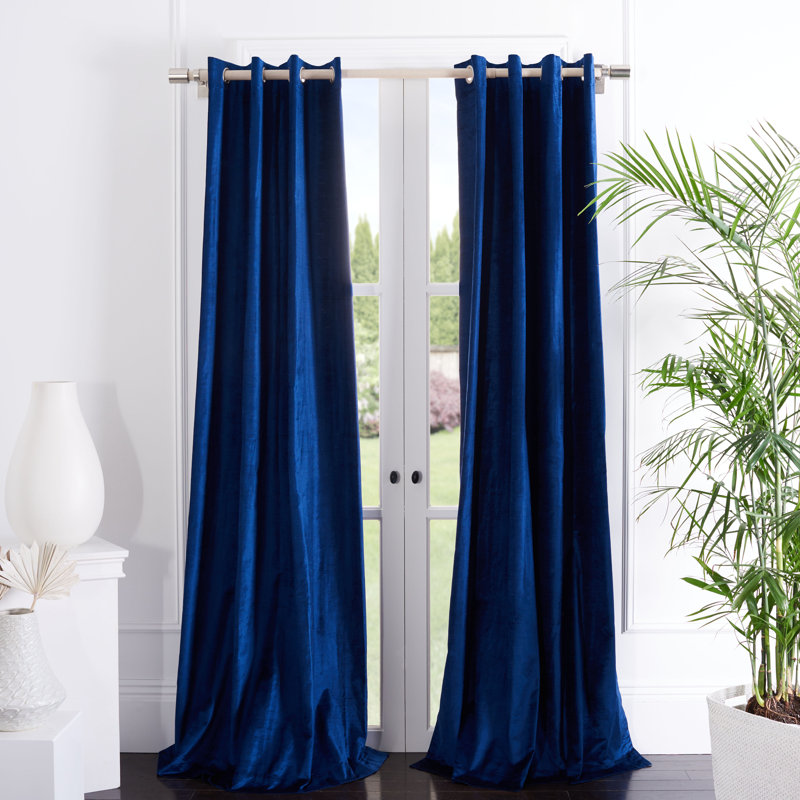 Ida Room Darkening Curtain Single Panel, 52" W x 84" L, Navy