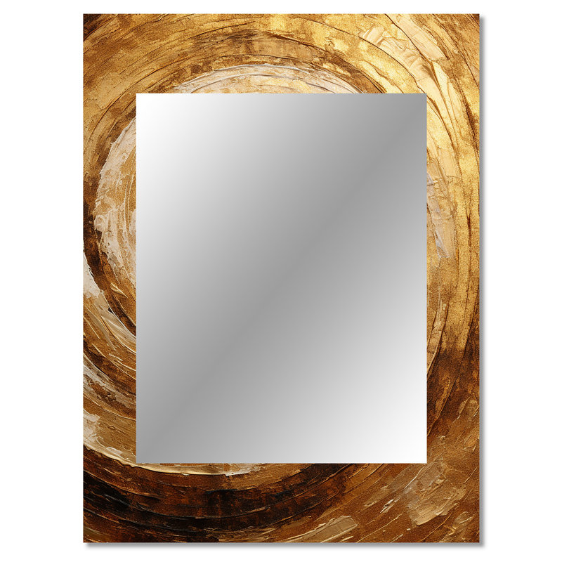 Brown Gilded Mocha Spiral II - Abstract Spirals Mirror, Modern Unique Wall Mirror, Printed Metal Art, 40" x 30"