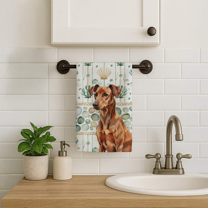 Serviette de cuisine rouge en verre de mer Pinscher, Pinscher allemand rouge