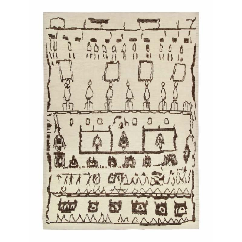 Moroccan Handmade Kilim Wool Geometric Area Rug, Rectangle 5' x 8'