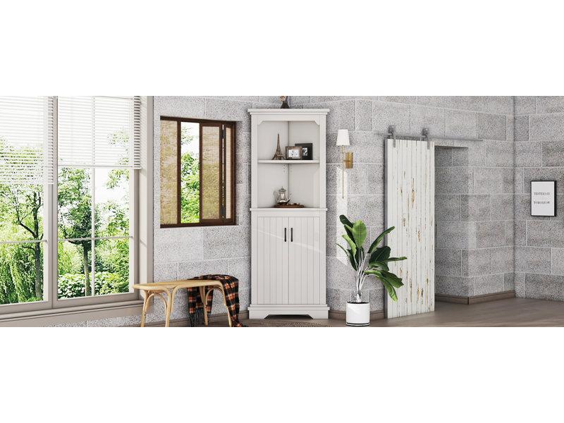 Grande armoire d'angle avec portes pour le salon, la salle de bain, la salle à manger ou la cuisine, Noir
