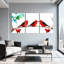 Oiseaux oiseaux rouges sur une branche avec baies et feuilles, ensemble de 3 impressions sur toile-1424694041