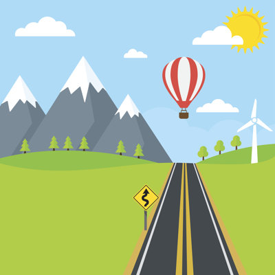 Countryside Road Illustration by Rach27 - Wrapped Canvas Print