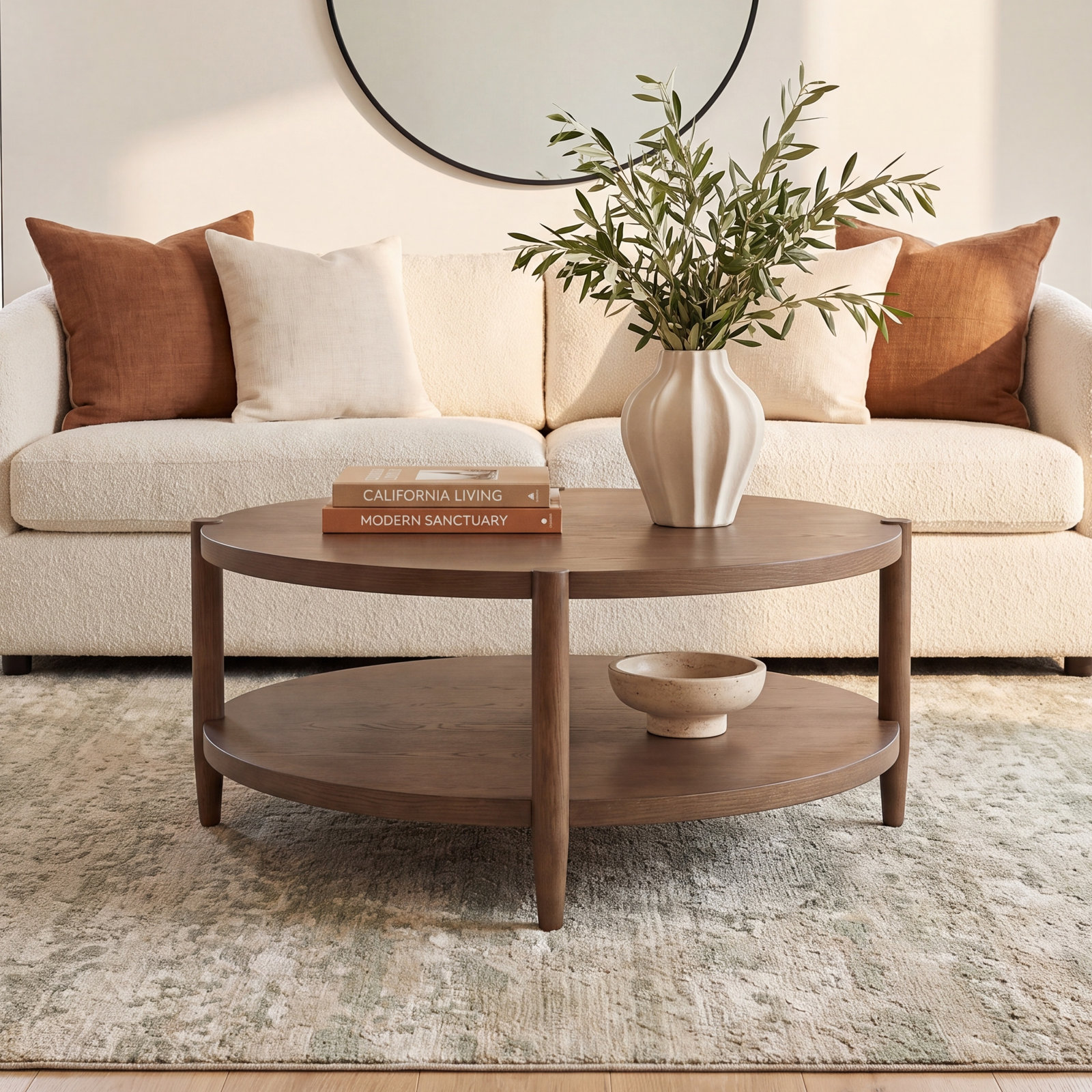 Reece 48" Round Coffee Table, Walnut