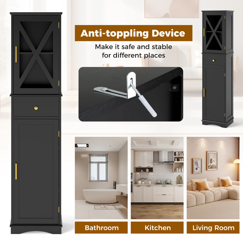 Linen Cabinet, Black