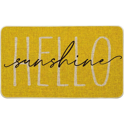 Yellow Hello Sunshine Summer Decorative Doormat, Sea...
