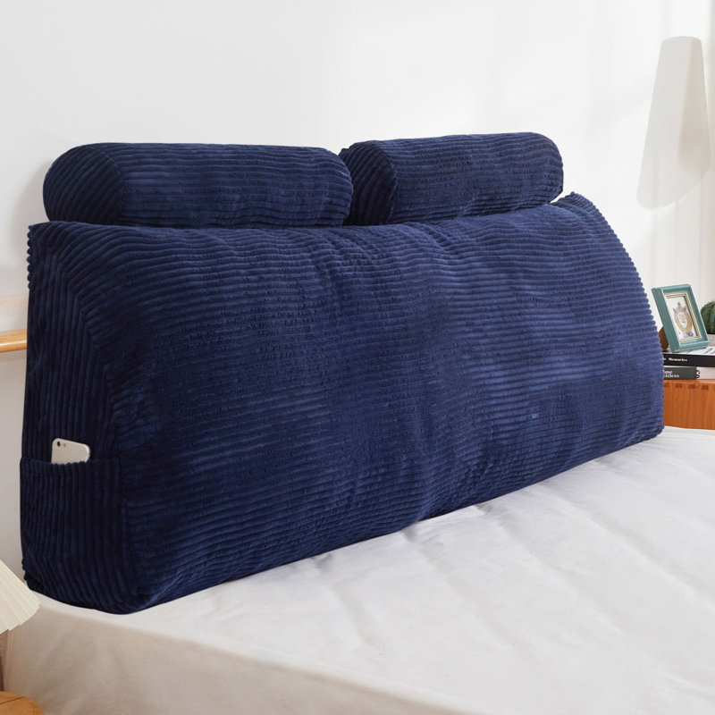 Coussin de lecture Wedge, H 20 po x l 76 po, Bleu