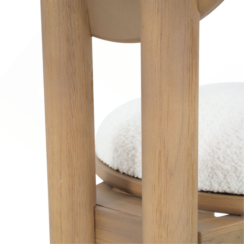 Chaise de salle à manger en polyester et tissu beige avec structure en bois (ensemble de 2), Naturel